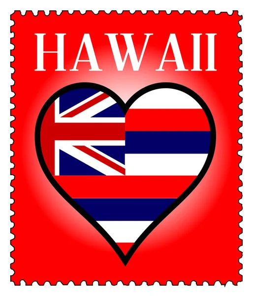 Love Hawaii Flag Postage Stamp — Stock Vector