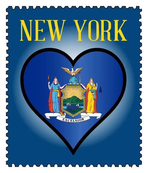 Amor Nueva York Bandera Postage Sello — Archivo Imágenes Vectoriales