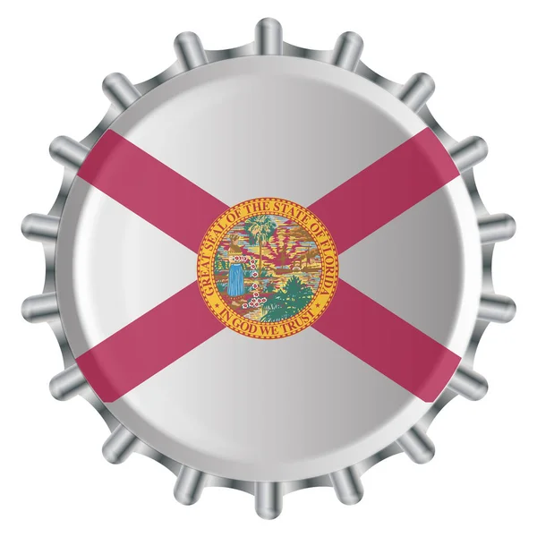 USA Florida staat vlag metalen fles Cap — Stockvector