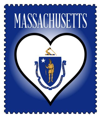 Aşk Massachusetts Flag posta damgası