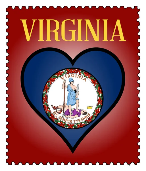 Amore Virginia Bandiera Francobollo — Vettoriale Stock