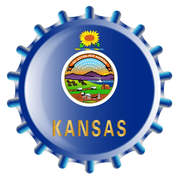 Kansas Bottle Cap — Stock Vector