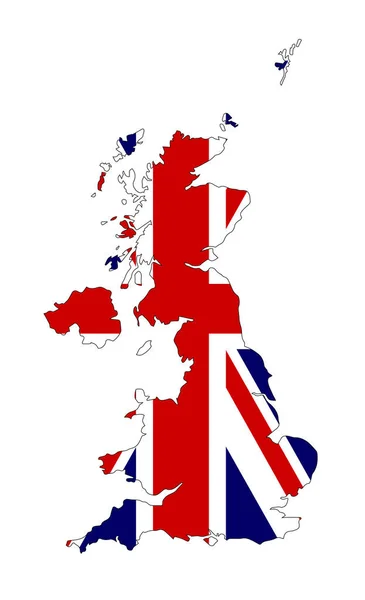Storbritannien karta silhuett och flagga — Stock vektor