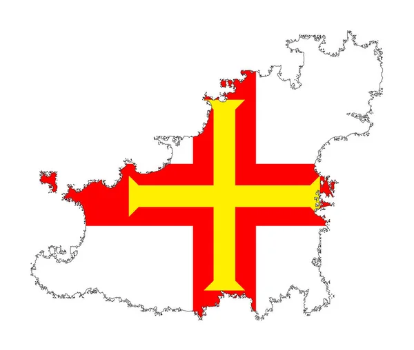 Inset Bayraklı Guernsey Anahat Siluet Haritası — Stok Vektör
