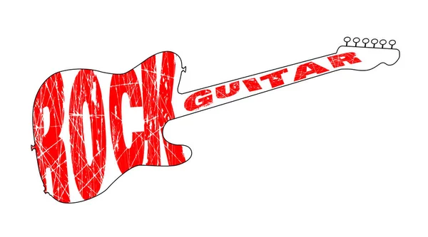 Rock Guitar sylwetka tekst — Wektor stockowy