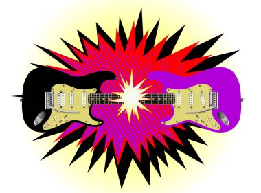 Karikatür Elektrik Gitar Splash