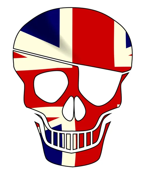 Silhueta de caveira de Union Jack com remendo de olho — Vetor de Stock