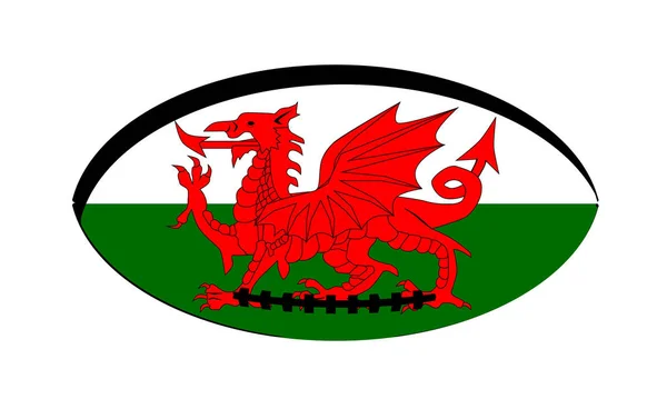 Rugby-Ball unter walisischer Flagge — Stockvektor