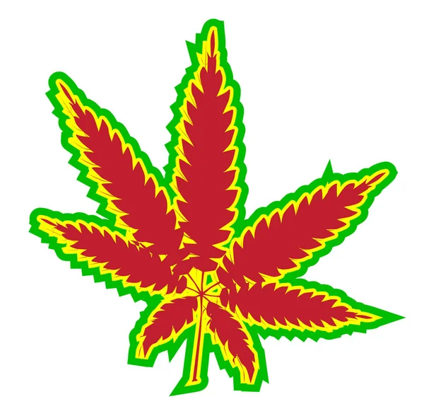 Verde Rojo Y Hoja de Marihuana — Vector de stock