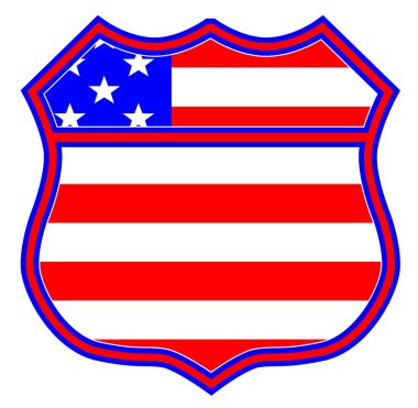 Route 66 Bayraklı İşaret Silueti