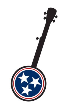 Geleneksel 5 String Banjo Silueti Yeni Tennessee Simgesi
