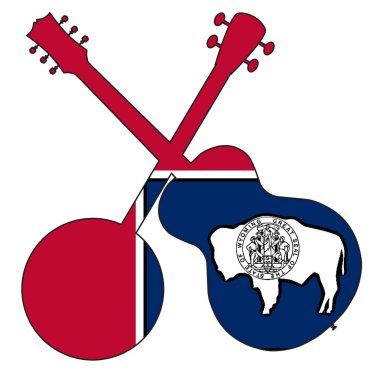 Wyoming Eyaleti Banjo ve Gitar Silueti
