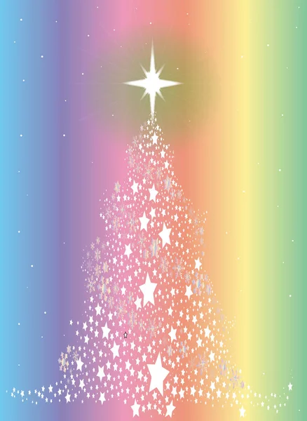 Estrella lentejuelas arco iris árbol de Navidad — Vector de stock