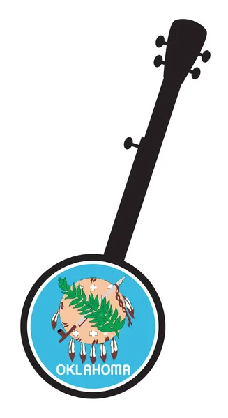 Silhouette de banjo avec icône du sceau de l'État de l'Oklahoma — Image vectorielle