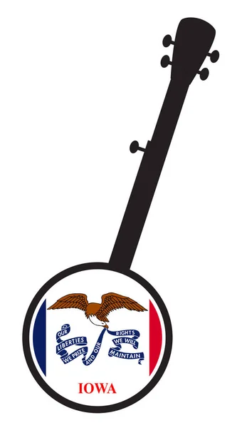 Banjo Silhouet met Iowa State Flag Icon — Stockvector