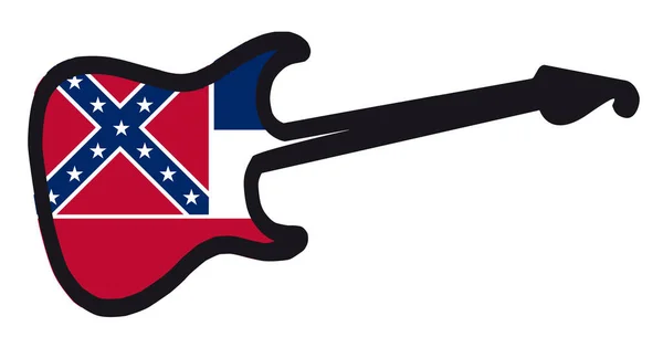 Mississippi elektrische vlag gitaar — Stockvector