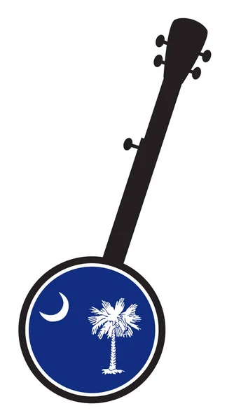 Banjo Silhouette met South Carolina State Seal Icon — Stockvector
