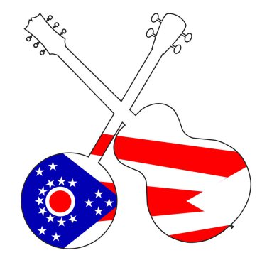 Ohio Eyaleti Bayrak Banjosu ve Gitar Silueti