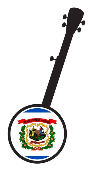 Banjo Silhouette med västra Virginia State Flag Ikon — Stock vektor