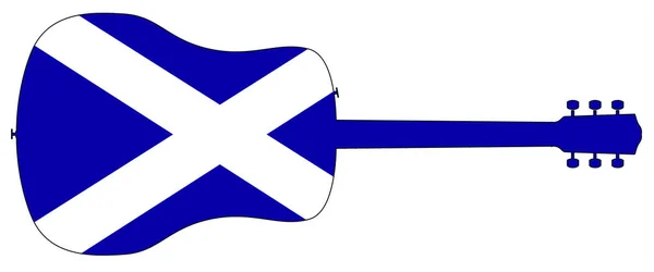 带苏格兰国旗的声学吉他轮廓 — 图库矢量图片