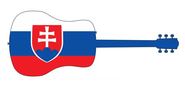 Silueta de guitarra acústica con bandera nacional de Eslovaquia — Archivo Imágenes Vectoriales
