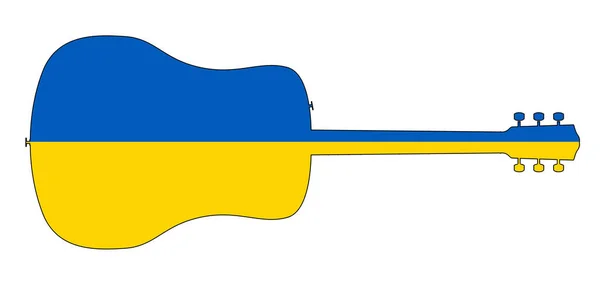 Silhouette de guitare avec drapeau national ukrainien — Image vectorielle