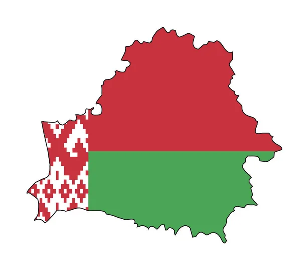 带有国旗的白俄罗斯轮廓图 — 图库矢量图片