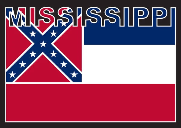Mississippitekst Sylwetce Nad Flagą Państwa — Wektor stockowy