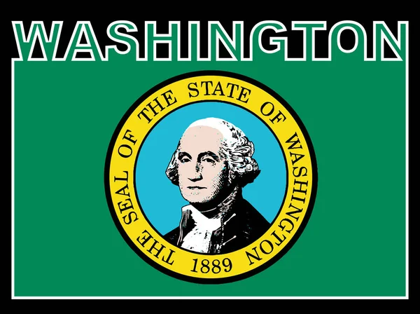 Washingtoner Staatstext Silhouette Über Der Staatsflagge — Stockvektor
