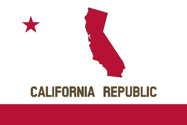 Vlag Van Amerikaanse Staat Californië Met Kaartsilhouet — Stockvector