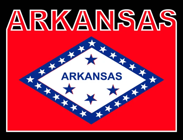 Arkansas Tate Texto Silhueta Definido Sobre Bandeira Estado —  Vetores de Stock