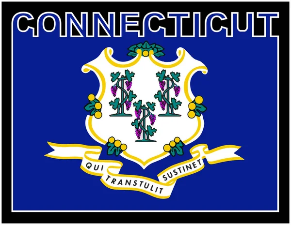 Connecticut State Text Silhouette Set State Flag — Stock Vector