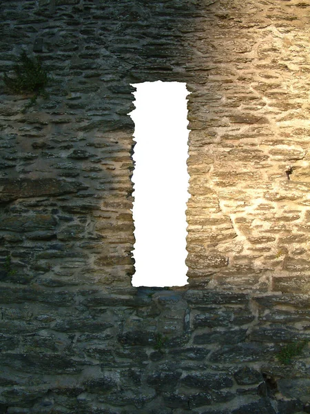 Λευκός Χώρος Αντιγραφής Ένα Παλιό Πέτρινο Περίβολο Του Κάστρου — Φωτογραφία Αρχείου