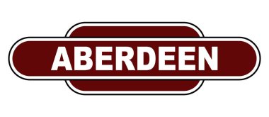 Beyaz arka planda Aberdeen UK istasyon adı plakası