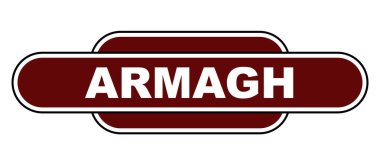 Beyaz bir arkaplan üzerinde Armagh UK istasyon adı plakası