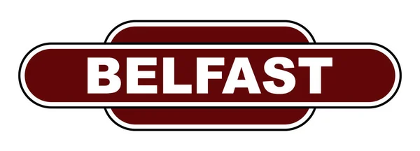 Belfast Station Namnskylt Över Vit Bakgrund — Stock vektor