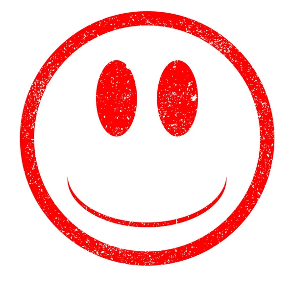 Ein Gummitintenstempel Mit Emoji Smiley Gesicht Rot Alles Mit Grunge — Stockvektor