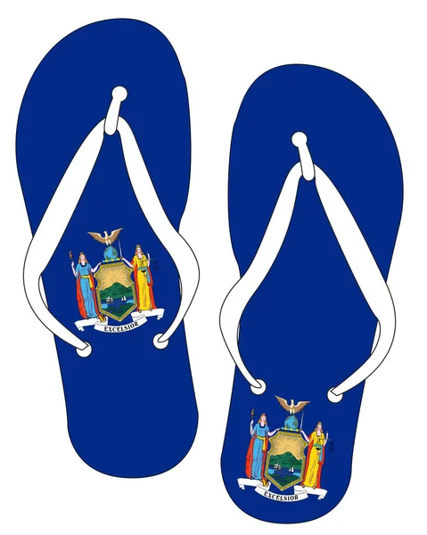New York State Flag Flip Flop Chaussure Silhouette Sur Fond — Image vectorielle