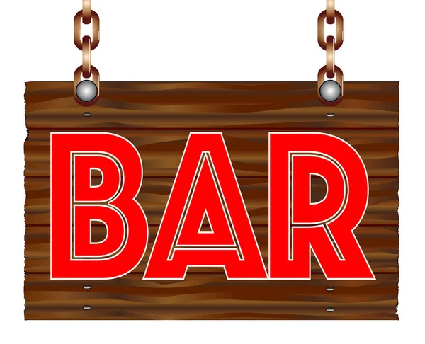 Hanging Wooden Bar Sign Isolated White Background — Stock Vector