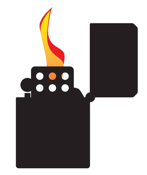 Ένας Τυπικός Ανοικτός Και Πυροδοτημένος Αναπτήρας Φλόγα Στη Σιλουέτα — Διανυσματικό Αρχείο
