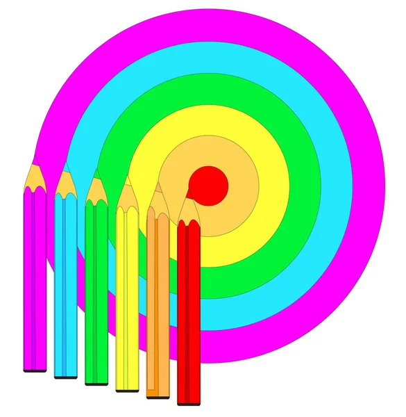 Полный Круг Радужных Цветов Цветными Карандашами — стоковый вектор