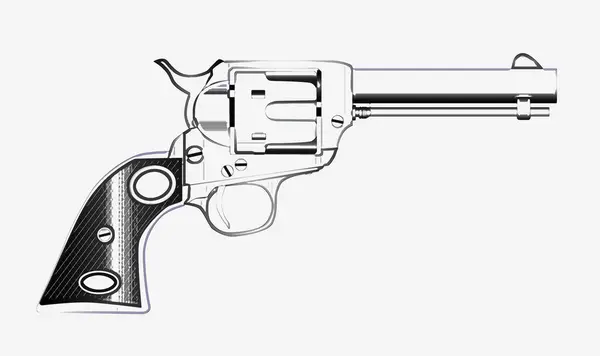 Wild West Six Gun Sketch Isolated White Background — Stock Photo, Image