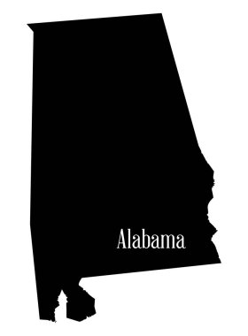 Beyaz arkaplan üzerinde Alabama 'nın resmi siluet haritası