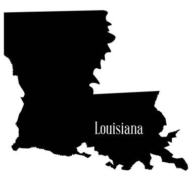 Louisiana 'nın beyaz arkaplan üzerindeki resmi siluet haritası