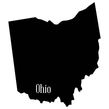 Ohio eyaletinin beyaz arkaplanlı siluet haritası.