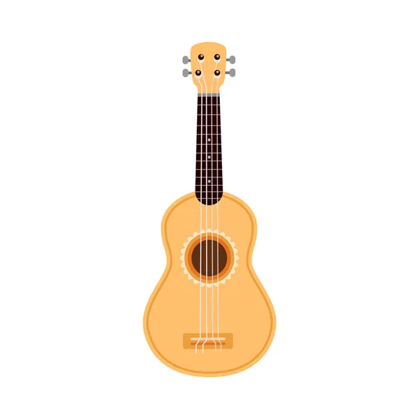 Classical acoustic guitar with wooden body flat vector illustration isolated.