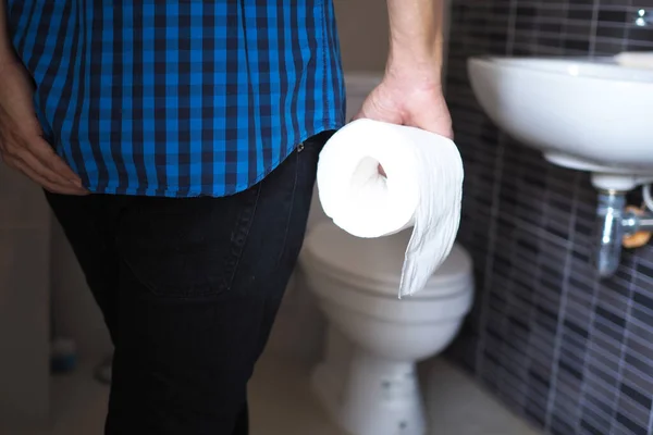 Men Have Abdominal Pain Want Shit Diarrhea Concept — Zdjęcie stockowe
