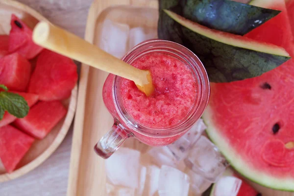 Smoothie Sandía Frío Fresco Bebida Para Verano Buena Salud —  Fotos de Stock