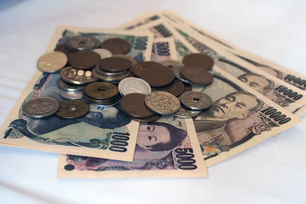 Billetes Yen Japoneses Monedas Yen Japonesas Para Fondo Del Concepto — Foto de Stock