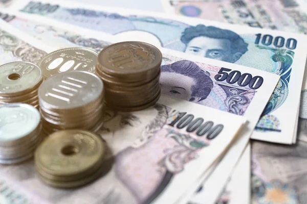 Banconote Yen Giapponesi Monete Yen Giapponesi Concetto Denaro Sfondo — Foto Stock